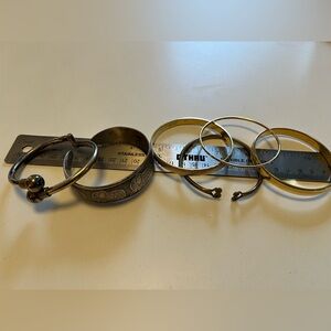 Mixed Metal Bangle Bracelet Set